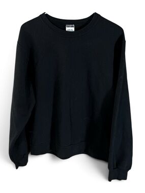 Jerzees Dark Black Crewneck Pullover Sweatshirt Basics